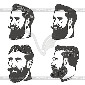 Set of bearded man`s head . Desi - vector image