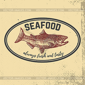 Fresh seafood. salmon on grunge background. Design - vector image