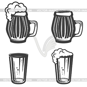 Set of beer mugs icons  - vector clipart