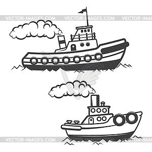 Set of tugboat . Boat i - vector image