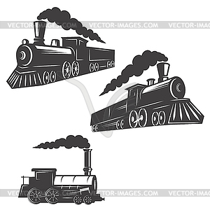 Set of trains icons . Design element - vector image