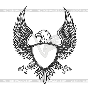 Eagle with shield . Design element f - vector clip art