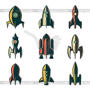 Set of rockets icons. Design element for logo, - vector clip art