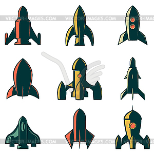 Set of rockets icons. Design element for logo, - vector clipart