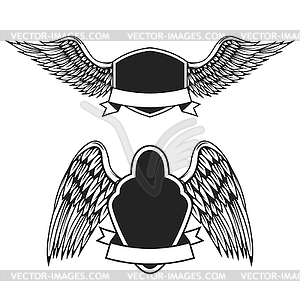 Set of empty emblems with wings. Design elements fo - vector clip art