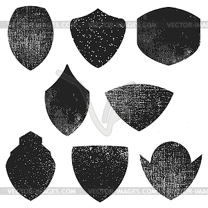 Set of empty emblems with grunge effect. Design - vector image