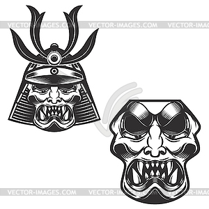 Samurai warrior helmet . Design elem - vector clip art