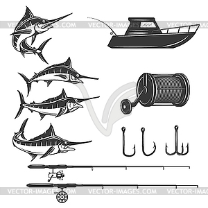 Deep sea design elements . Sword fis - vector clipart