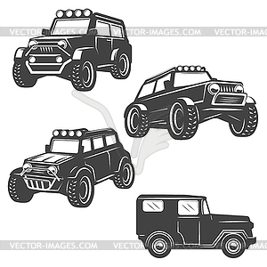 Set of off road cars icons . Images - vector image