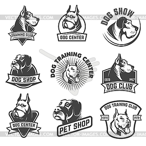 Dog shop, dog training center emblem templates - vector image