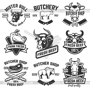 Set of fresh beef labels . Design el - vector clipart