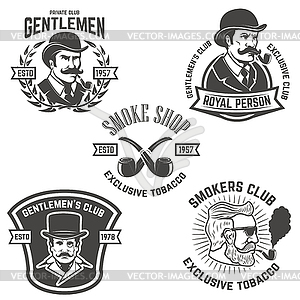 Set of smokers club, gentlemen club labels. Design - vector image