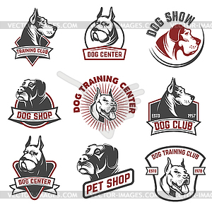 Dog shop, dog training center emblem templates - vector clipart