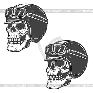 Set of racer skulls . Design element - vector clipart