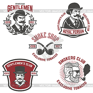 Set of smokers club, gentlemen club labels. Design - vector image