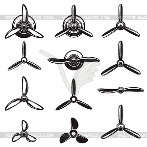 Set of airplane propellers. Design elements for - vector clipart