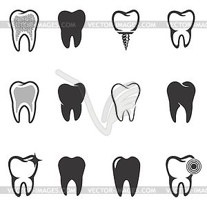 Набор иконок зубов. Стоматология. Элементы дизайна fo - векторный эскиз
