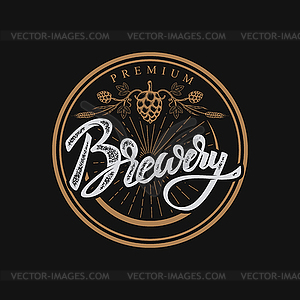 Brewery lettering phrase.Handwritten lettering logo - vector clip art