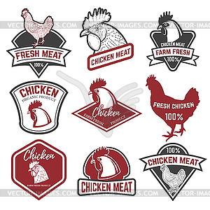 Set of Chicken meat labels. Design elements for - vector clipart