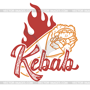 Kebab. Handwritten lettering logo, label, badge. - vector clip art