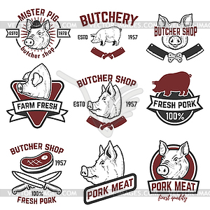 Farm fresh pork meat emblems. Design elements for - vector clipart