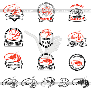 Set of shrimps meat labels . Des - vector clipart