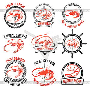 Set of shrimps meat labels . Des - vector clipart / vector image