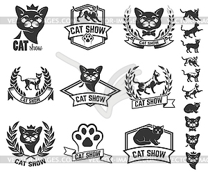 Set of cat show labels . Design elem - vector clip art