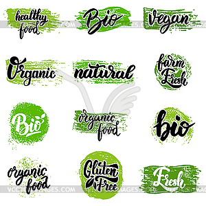 Set of emblems. Eco food, organic food, bio, - vector image