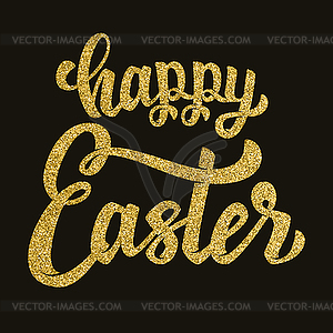 Happy Easter. lettering phrase in golden style. - vector clipart
