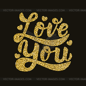 Love You. lettering phrase in golden style. Design - vector clipart