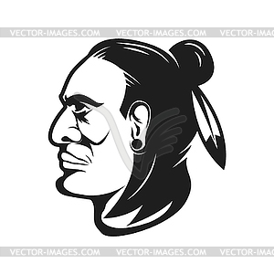 Native american chief head . Design elements for log - vector image