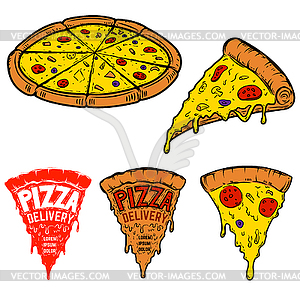 Set of pizza s . Design - vector clip art