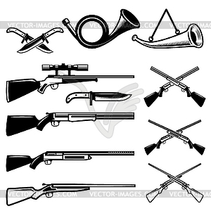 Set of hunting weapon . Design eleme - vector image