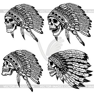 native american headdress and skull drawing