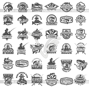 Big set of fishing icons. Carp fishing, trout - vector image