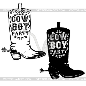 Cowboy party. Cowboy boots . Design eleme - vector clip art