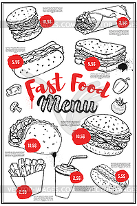 Fast food menu cover layout with s of bur - vector clipart