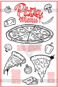 Pizza menu cover layout. Menu chalkboard with - vector image