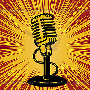 Retro microphone on vintage background. Design - vector clipart