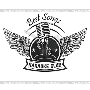 Karaoke club label template. Emblem with vintage - vector image