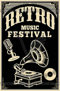 Retro music festival poster template. Vintage - vector clipart