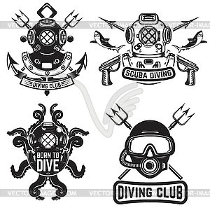 vintage scuba diver drawing