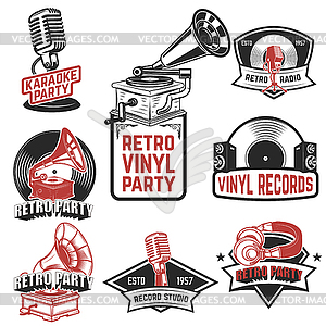 Set of retro party emblems. Design elements for - vector image