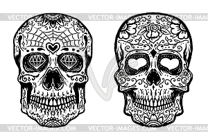 Set of sugar skulls. illus - vector clipart