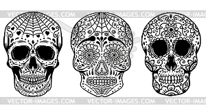 Set of sugar skulls . Day - vector clipart