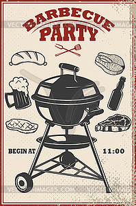 Barbecue party flyer template. Grill, fire, - vector image