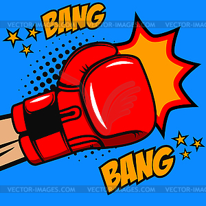 Boxing bang bang. Boxer glove on pop art style - vector image