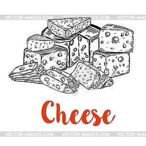Set of cheese cuts . Design element - vector clipart