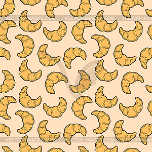 Seamless pattern with croissant s. Design element fo - vector image